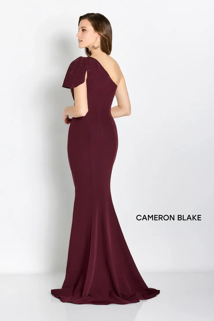 Cameron Blake CB752 Straight One Shoulder Crepe Gown