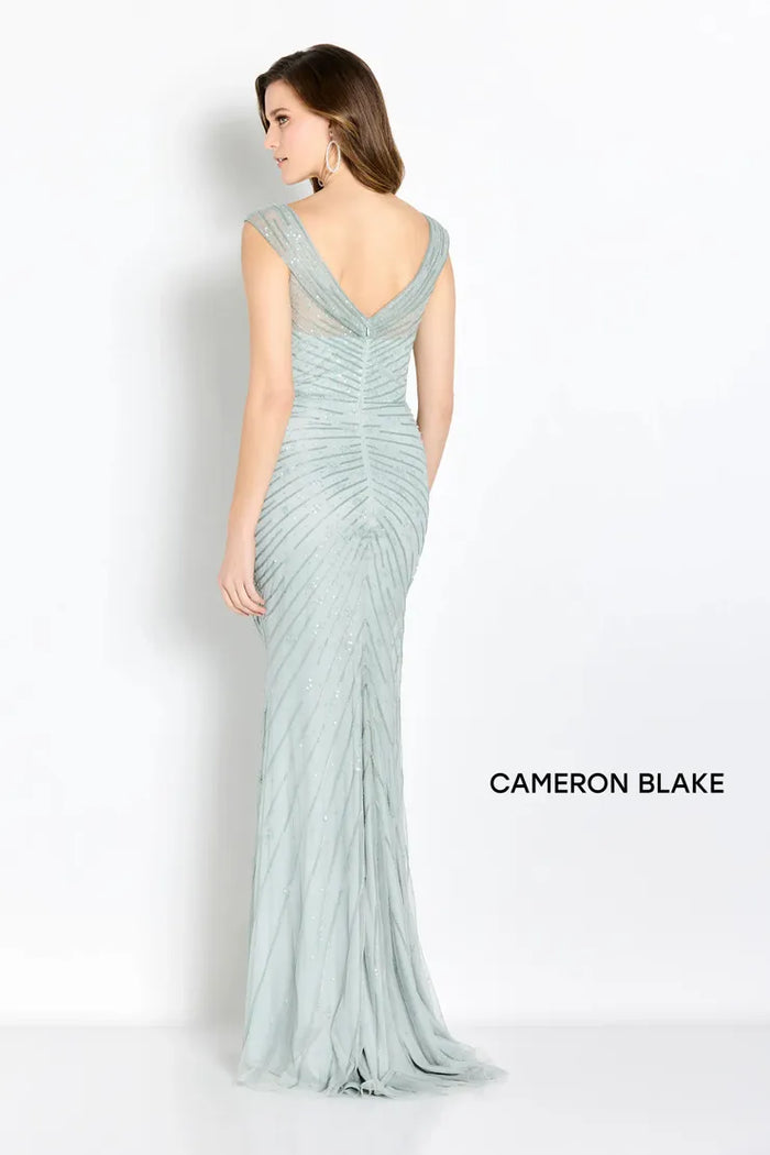 Cameron Blake CB755 Beaded Tulle Gown | Navy Blue