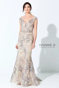 Ivonne D 220D23 Cap Sleeve Lace Overlay