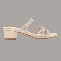 Hazel-38 Low 2-Way Strap Heel | Silver Shimmer, Champagne Shimmer