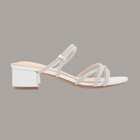 Hazel-38 Low 2-Way Strap Heel | Silver Shimmer, Champagne Shimmer
