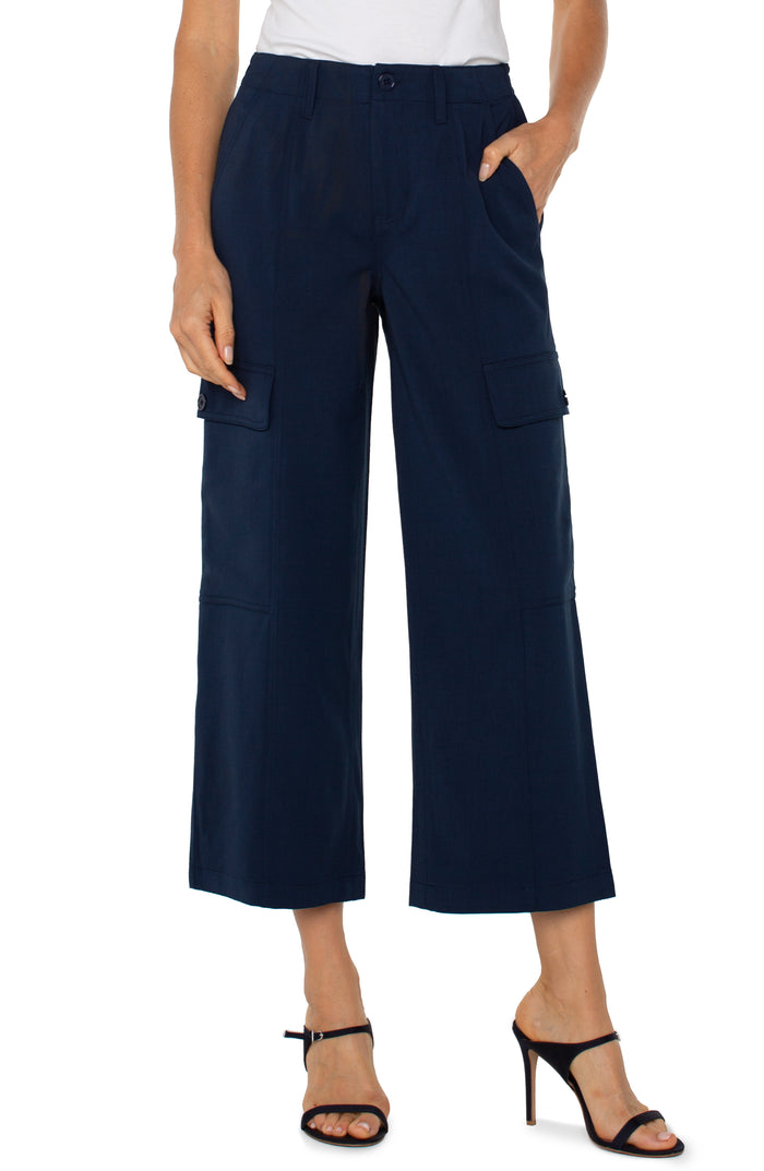 Hi-rise Cargo Crop Straight | Dark Navy