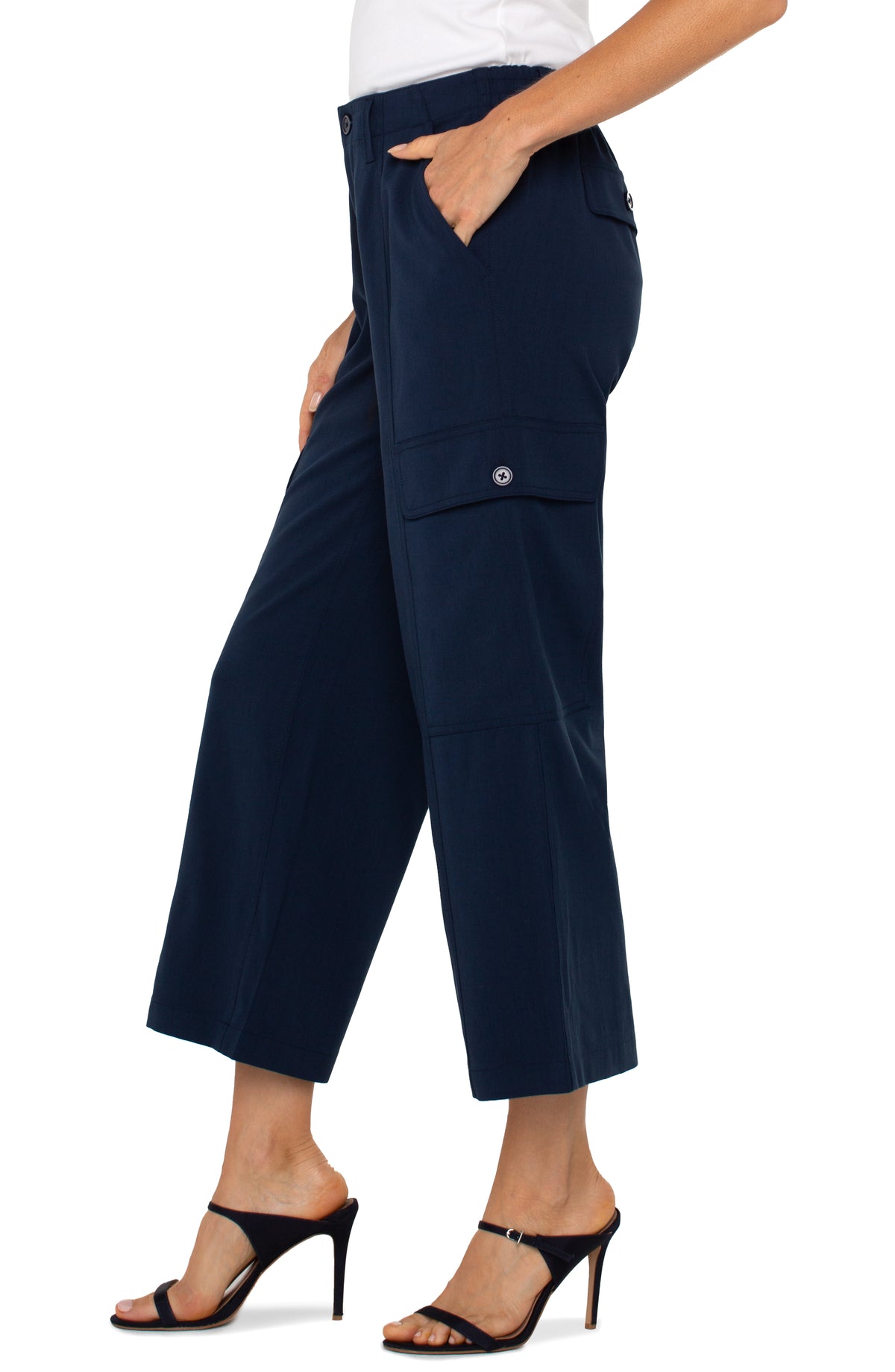 Hi-rise Cargo Crop Straight | Dark Navy