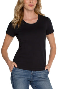 Scoop Neck Short Sleeve Tee | Black