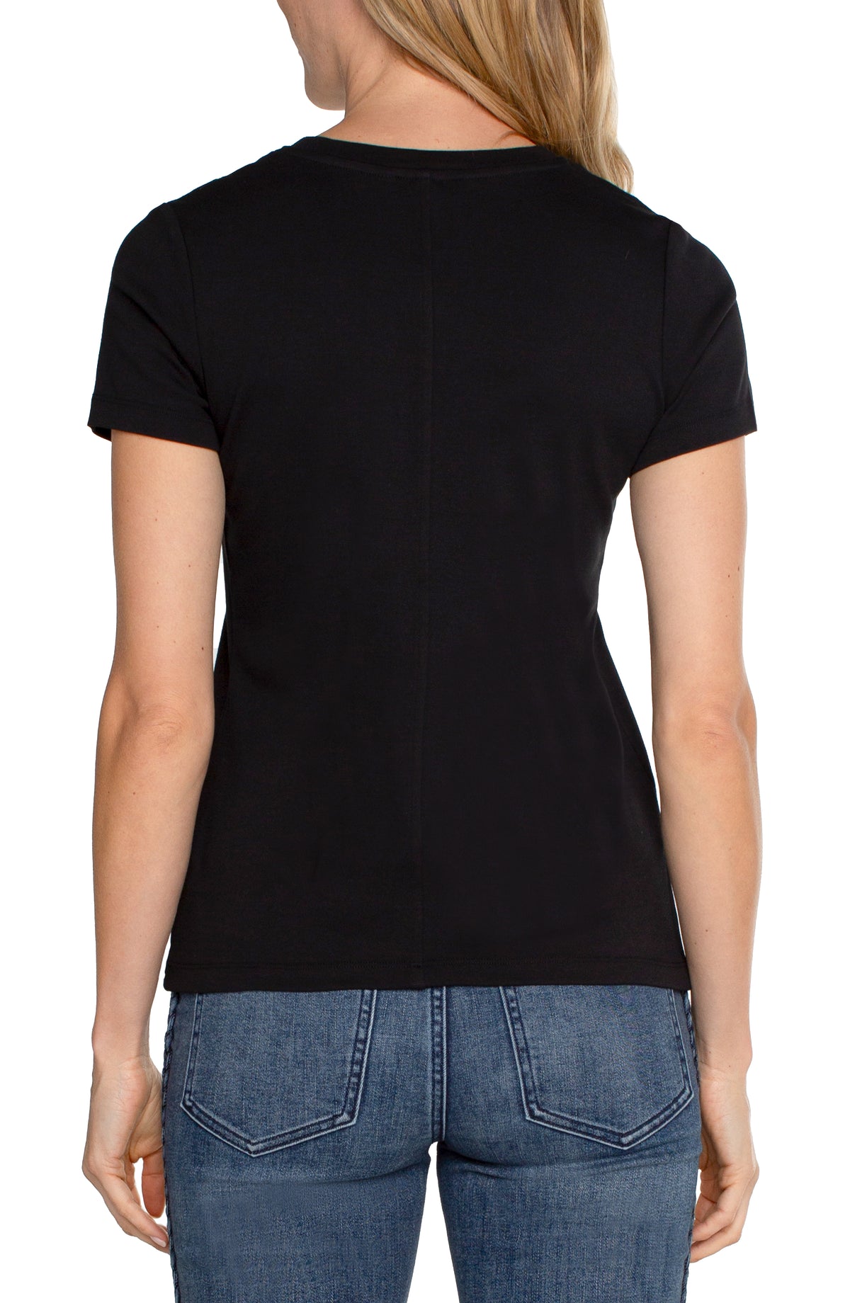 Scoop Neck Short Sleeve Tee | Black
