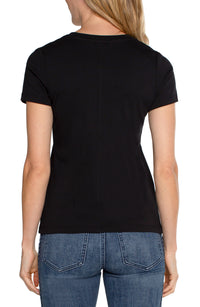 Scoop Neck Short Sleeve Tee | Black