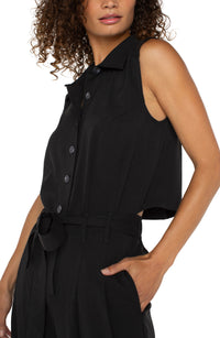 Sleeveless Jumpsuit With Wide Leg | Black