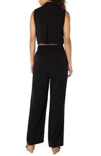 Sleeveless Jumpsuit With Wide Leg | Black