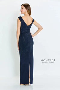Montage M536 Sleeveless Peplum Hot Stone Gown