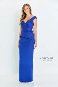 Montage M536 Sleeveless Peplum Hot Stone Gown