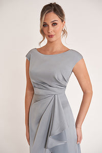 Jade Couture K278063 Boat Neck Cap Sleeve Crepe Back Charmeuse