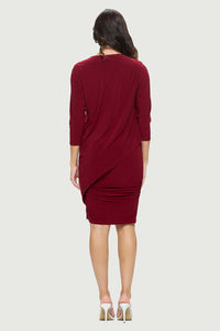 Long Sleeve V Neck Jersey Dress | Orchid, Burgundy