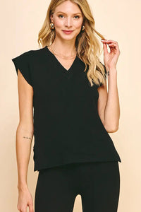 V-Neck Sweater Vest | Black, Camel
