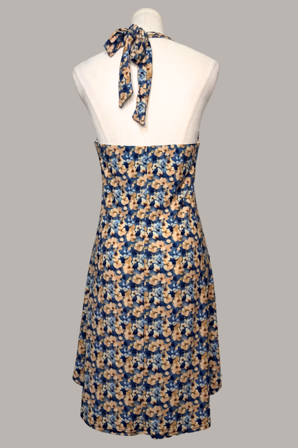 Short Halter Jersey Dress | Red/Pink, Blue/Yellow Floral