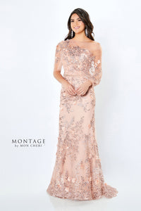 Mon Cheri 118961 Strapless Tulle and Beaded Lace Gown
