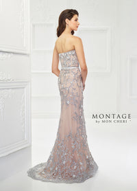 Mon Cheri 118961 Strapless Tulle and Beaded Lace Gown