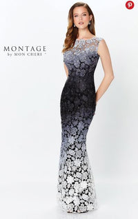 Montage 119958 Sleeveless Ombre Venise Lace Flare Gown