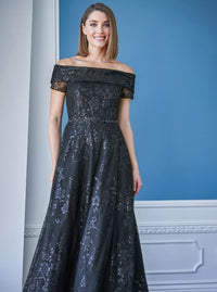 Jasmine 228056 Off The Shoulder Full Anita Sequin Gown