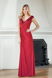 Jade Couture J215061 V-Neck Stretch Illusion with Sequin Lace