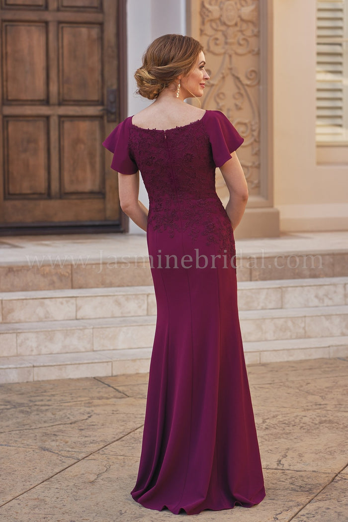 Jade Couture K208054 Stretch Crepe/Lace with Portrait Neckline