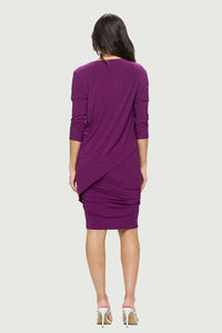 Long Sleeve V Neck Jersey Dress | Orchid, Burgundy